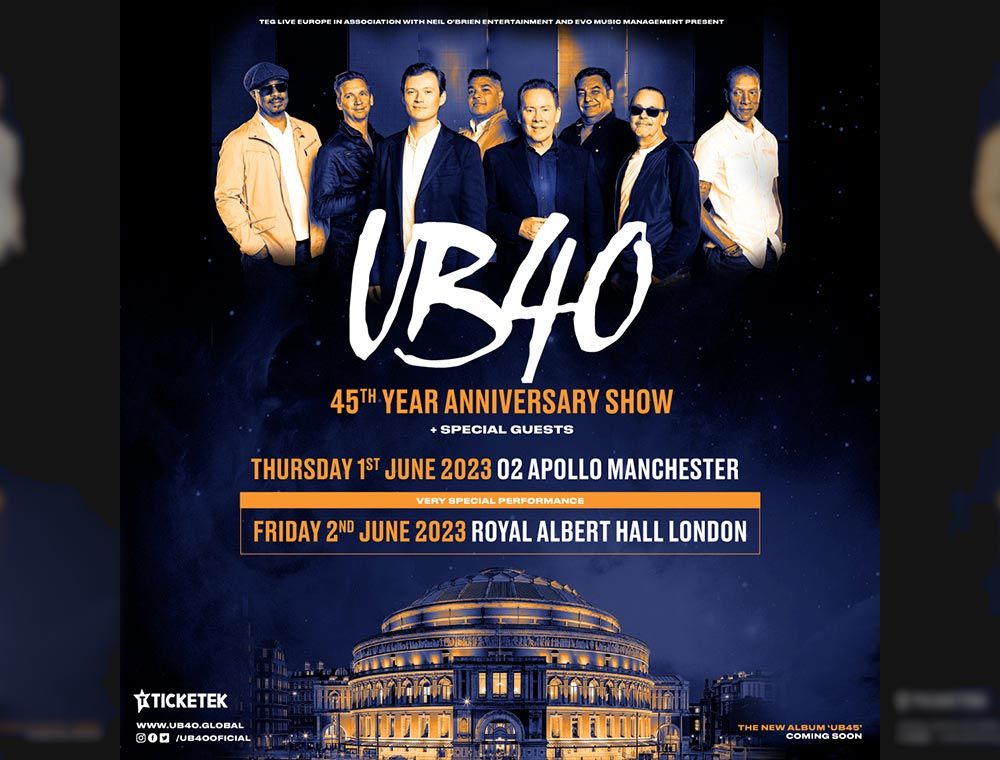 UB40 Announce 45th Anniversary shows for June2023